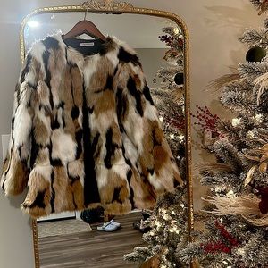 Faux Fur Marble Front Close Coat - XL